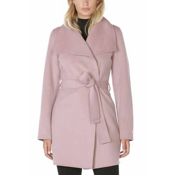 NEW ELIE TAHARI wool wrap belted jacket coat in powder pink - Picture 4 of 4